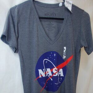 NASA Graphic V-Neck T-Shirt – Gray, Large